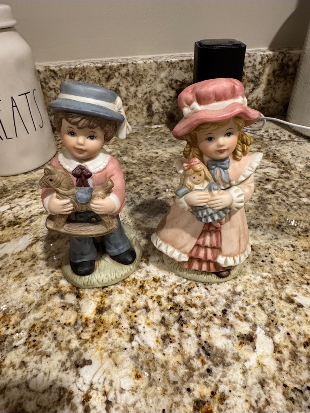 Home Interiors Pink and Blue Porcelain Boy and Girl Figurine Pair